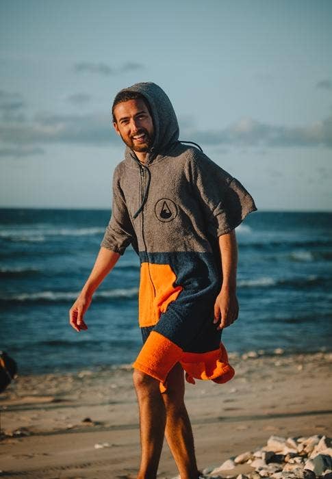 WAVE HAWAII - Poncho con zip WAVE HAWAII in cotone 100% certificato Öko Tex, taglia L