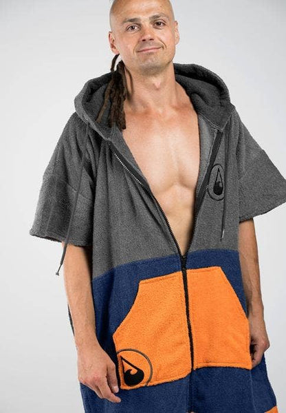 WAVE HAWAII - Poncho con zip WAVE HAWAII in cotone 100% certificato Öko Tex, taglia L